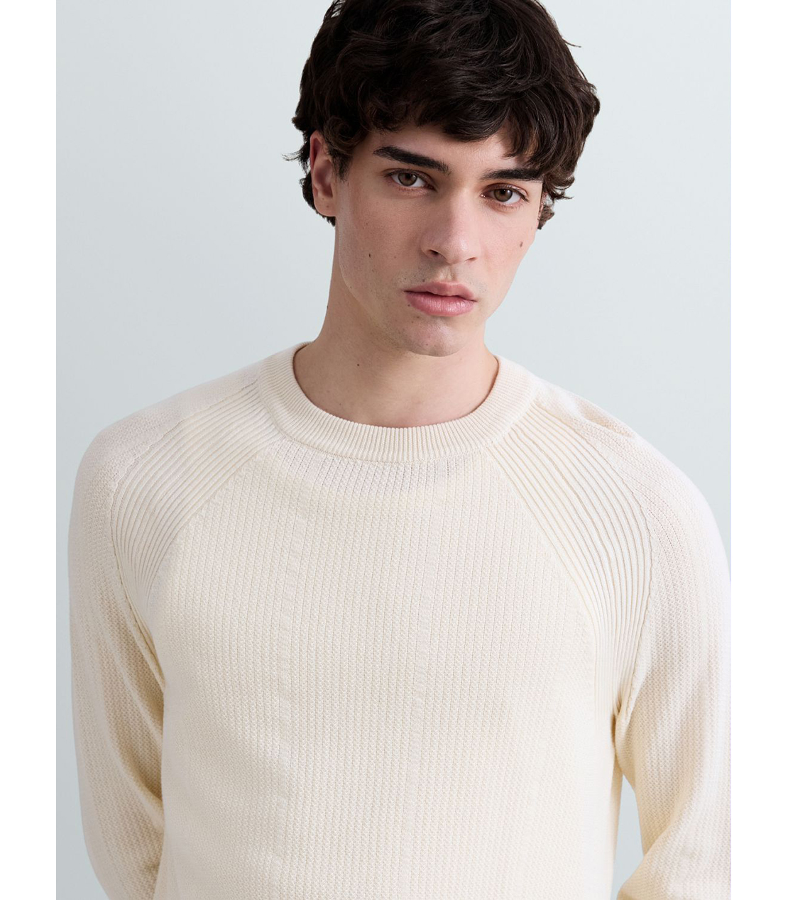 コットンリブニットクルーネックセーター 詳細画像 アイボリー 5